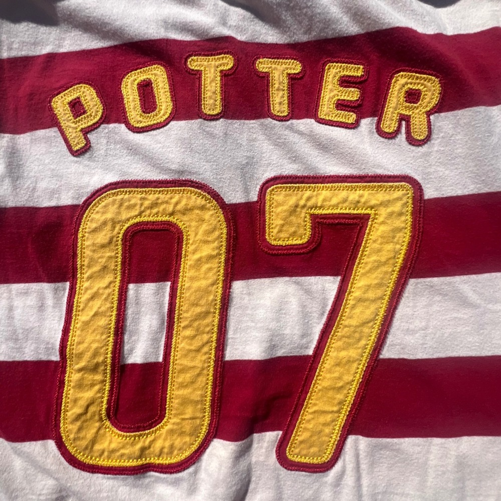 Harry Potter Gryffindor Polo Shirt Red White Striped Potter 07 Jersey Men Small